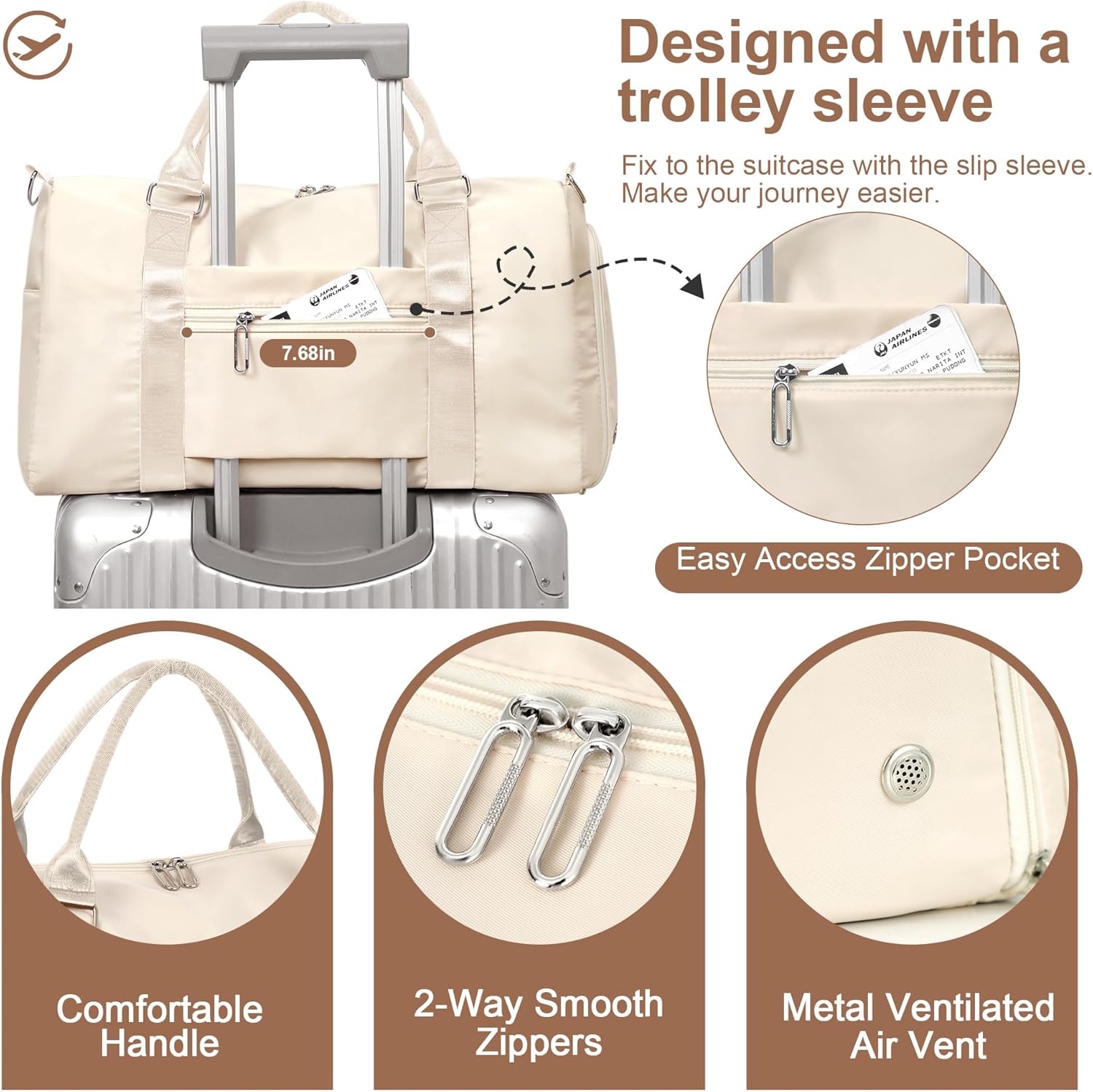 FIORETTO Womens Gym Tote Duffle Bag with Wet Pocket & Shoe Compartment, Sports Duffel Overnight