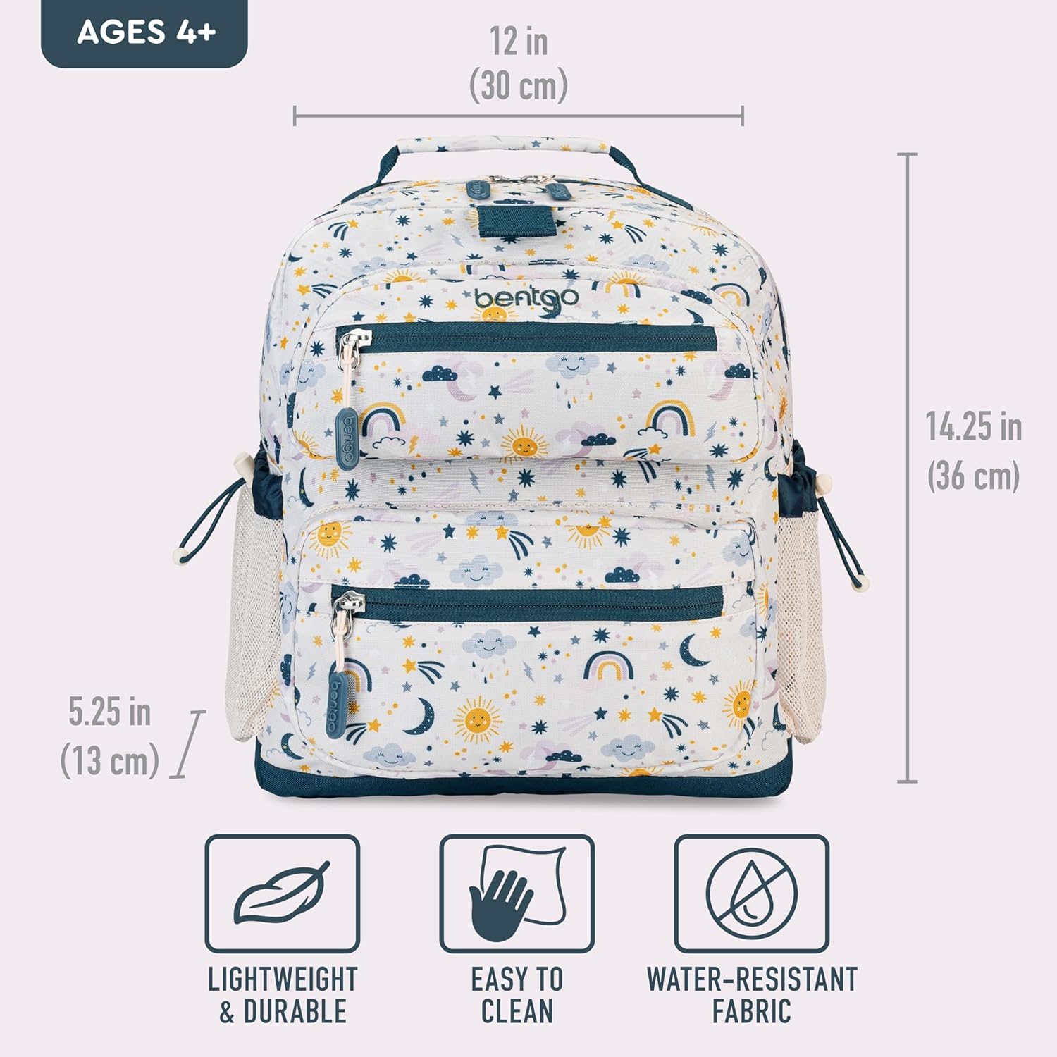 Bentgo Kids Backpack - Lightweight 14” Backpack in Fun Prints for School, Travel, & Daycare, Ideal
