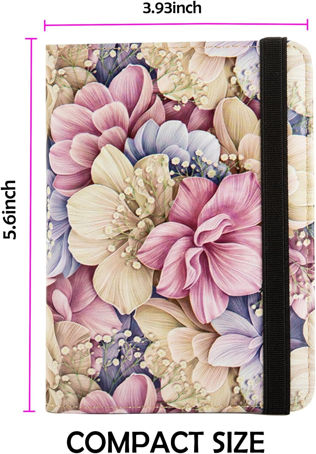 Pink Passport Holder Rfid Blocking Flowers Passport Cover Travel Wallet Passport Holder Women Cute Travel Document Organizer (Pink flower)