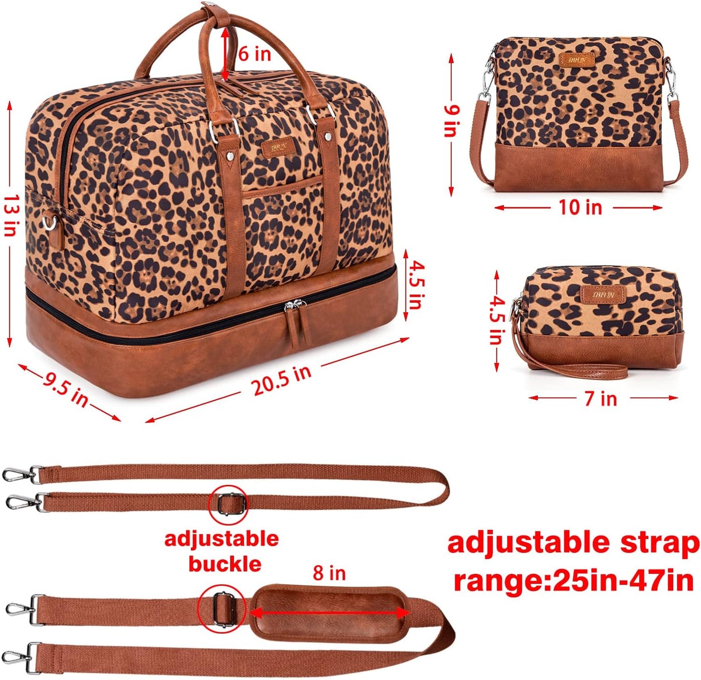 Weekender Bag for Women, Large Overnight Bag Canvas Travel Duffel Bag Carry On Tote with Shoe Compartment 21" 3Pcs Set