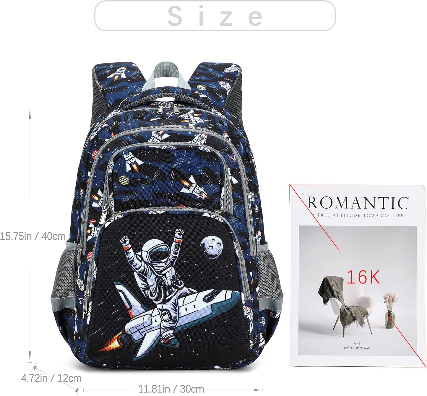 abshoo Cute Astronaut School Backpack For Boys Elementary Kindergarten Kids School Bag (Astronaut Navy Black)