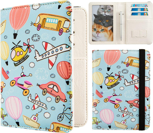 AIRMORS Passport Holder,Travel Organizer Passport Holder Girls Gifts Rfid Passport Photo Cute Passport Book for Women/Men (Airplane)
