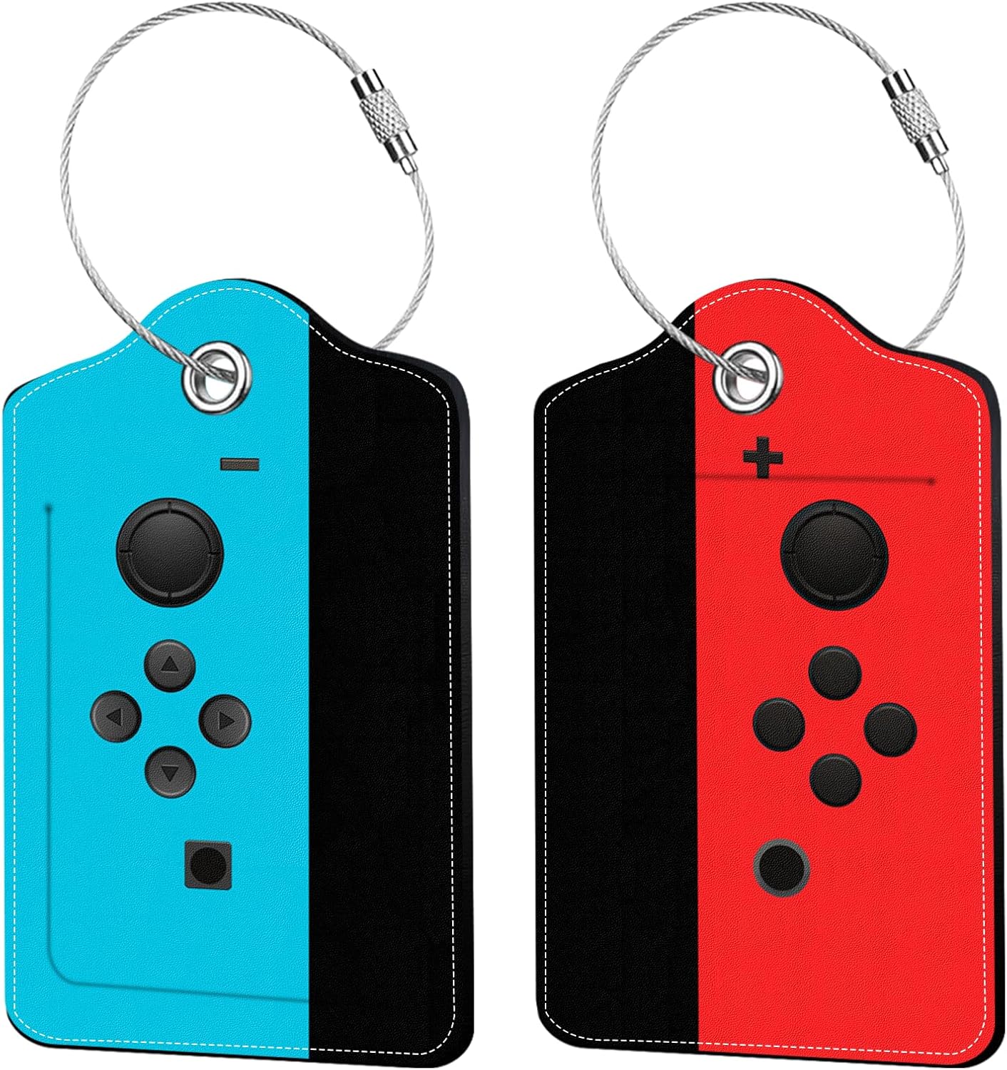 2 Pack Gamer Luggage Tags for Suitcase, Leather Luggage Tags Funny, Privacy Cover ID Label with