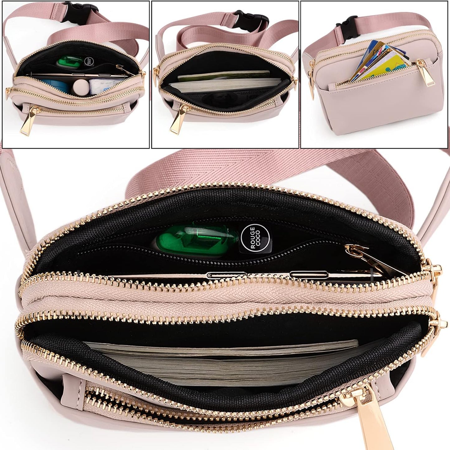 UTO Fanny Pack for Women Crossbody Trendy Fashion Belt Purse Chest Waist Hip Bumbag for Outdoor Shopping Travel Hiking