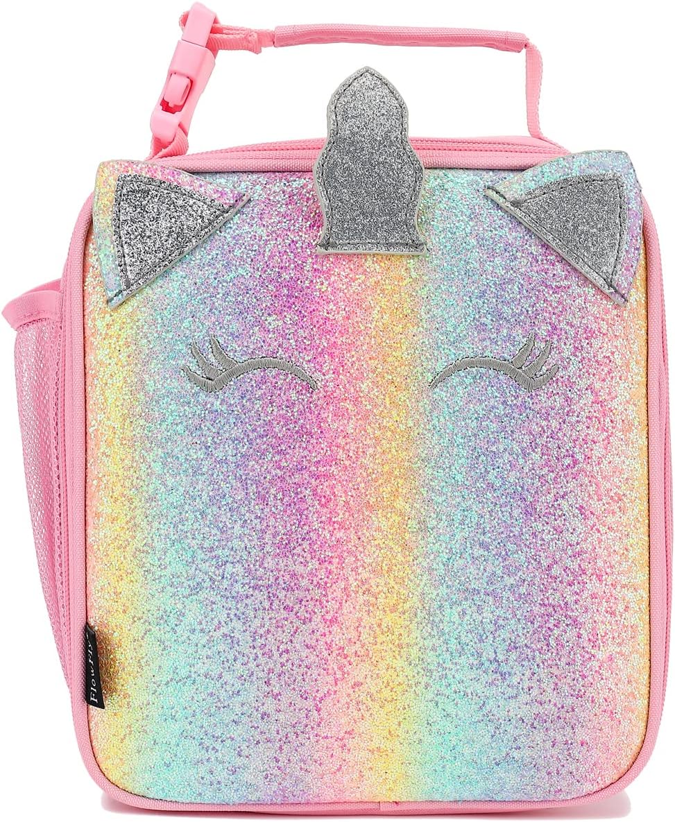 FlowFly Kids Lunch box Insulated Soft Bag Mini Cooler Back to School Thermal Meal Tote Kit for Girls, Boys, Smile