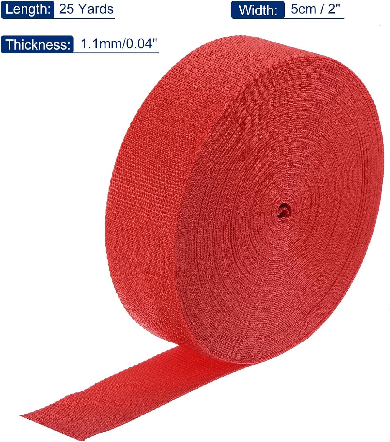 MECCANIXITY Lightweight Polypropylene Webbing Strap 2" 25 Yard Backpack Strapping Band Orange Red for Outdoor Luggage Cargo Straps