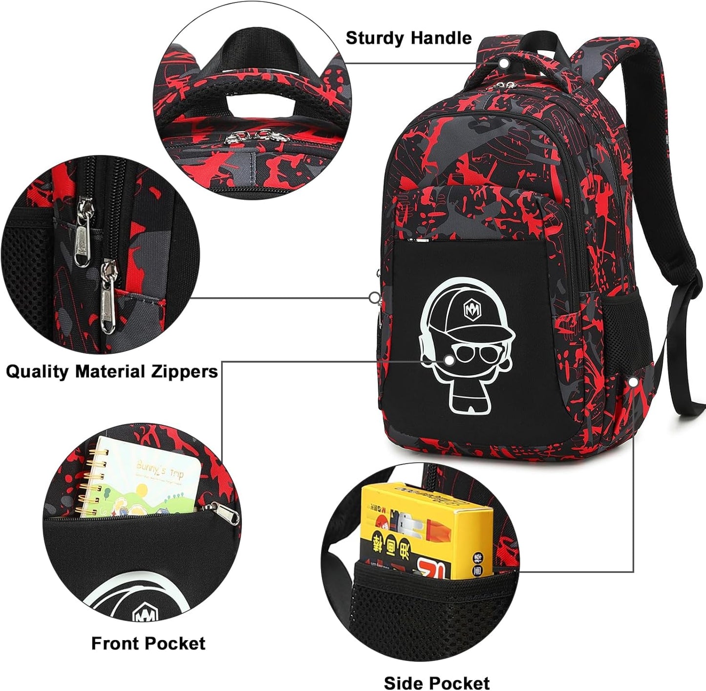LEDAOU School Backpack for Boys Girls Kids Bookbag Elementary Primary Middle School Bag Travel Back Pack for Ages 6-14