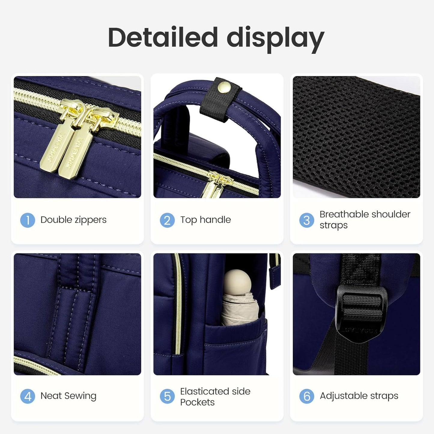 LOVEVOOK Laptop Backpack Women 15.6 inch,Lightweight Puffer Travel Backpacks for Women,Quilted Laptop Bag Computer Work Teacher Nurse Backpack,Womens Backpack Purse for College Business,Dark Blue