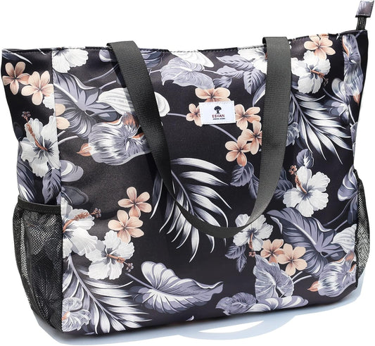 LARGE BEACH BAG Water Resistant Lightweight 20 inch Women Oversize Tote Bag for Gym Beach Travel Pool Yoga Nurse