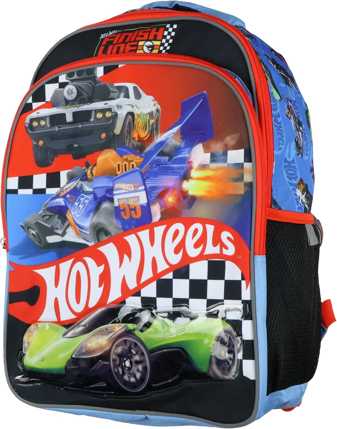 Hotwheels Backpack Finish Line Racing Design 16" School Bag