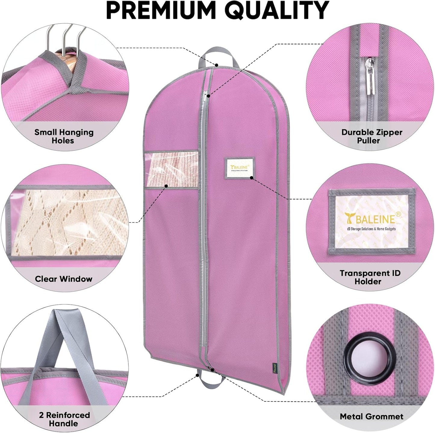 BALEINE 1PK Heavy Duty Garment Bag with Shoe Storage Travel Bag for Dresses, Suit, Coats Travel