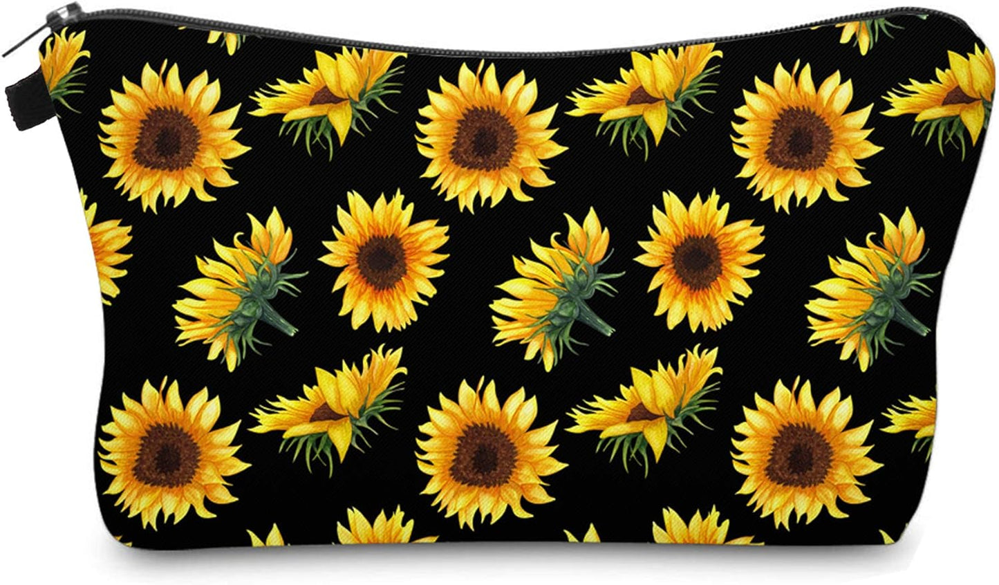 Cute Travel Makeup Bag Cosmetic Bag Small Pouch Gift for Women (Sunflowers)