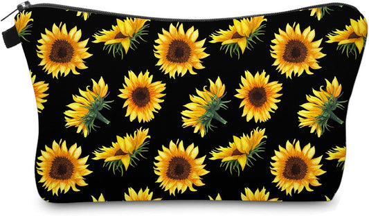Cute Travel Makeup Bag Cosmetic Bag Small Pouch Gift for Women (Sunflowers)