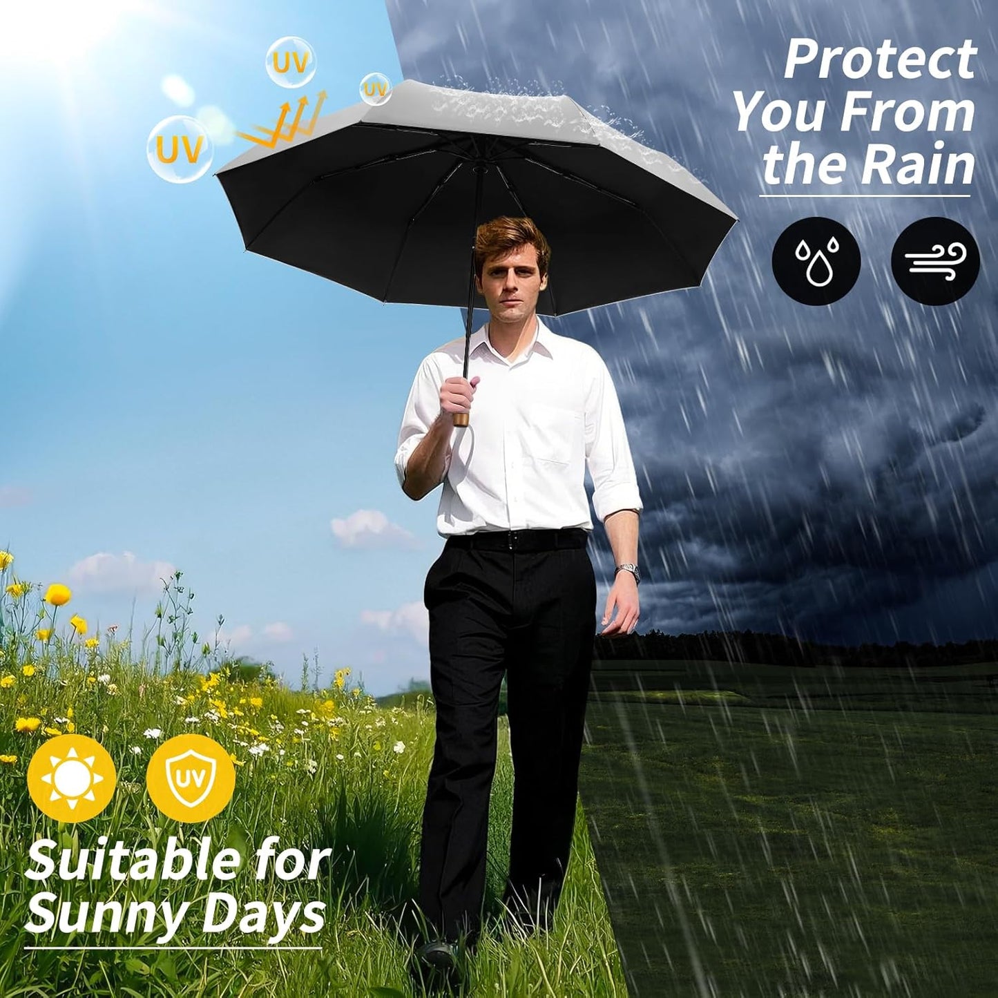 Yoobure Travel Umbrella Portable Compact Umbrellas, Pocket Mini for Purse, Umbrellas for UV Sun & Rain Small for Backpack, Umbrella with Case Folding for Kids Women