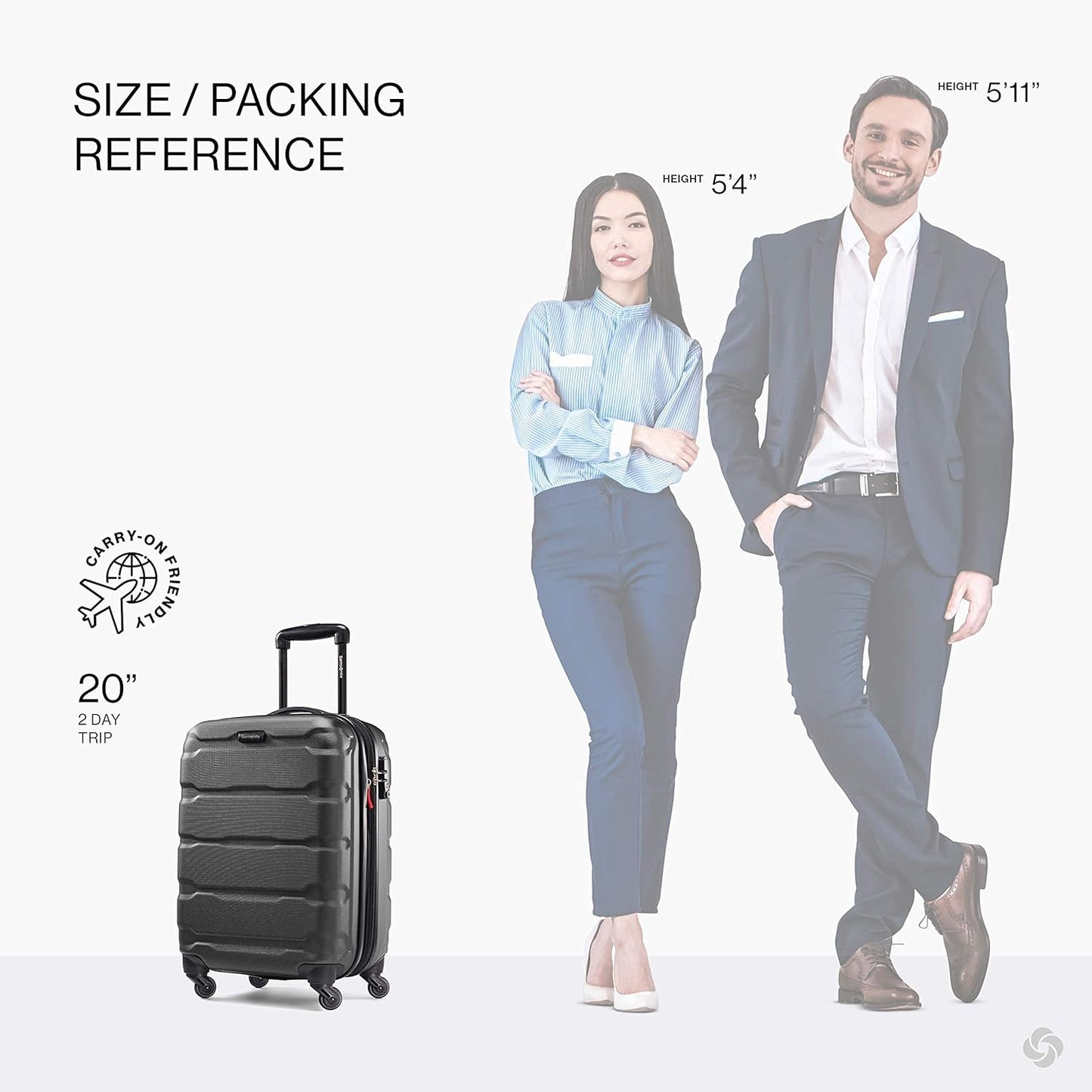 Samsonite Omni PC Hardside Expandable Luggage with Spinner Wheels, Black, Carry-On 20-Inch
