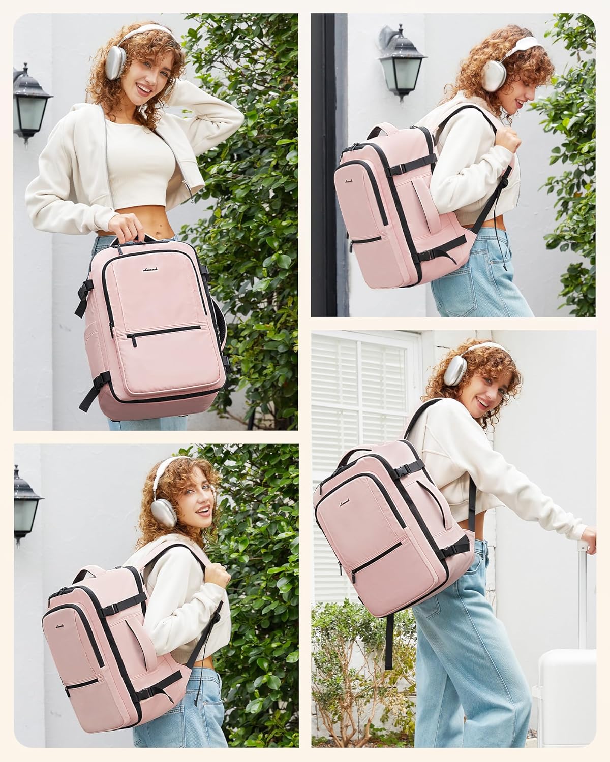 LOVEVOOK Travel Backpack for Women & Men, Large Carry On Backpack Airline Approved, Personal Item Laptop Backpacks, 4PCS