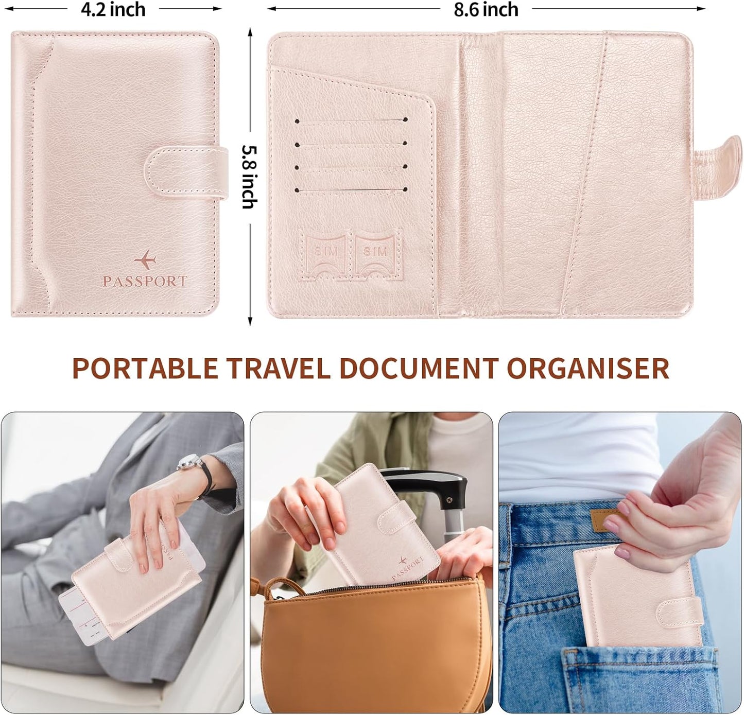 Herain Passport Holder for Travel Cruise Essentials, Passport Cover Wallet Case Women Men, RFID Passports Book Holders Travels Gifts Must Haves Accessories