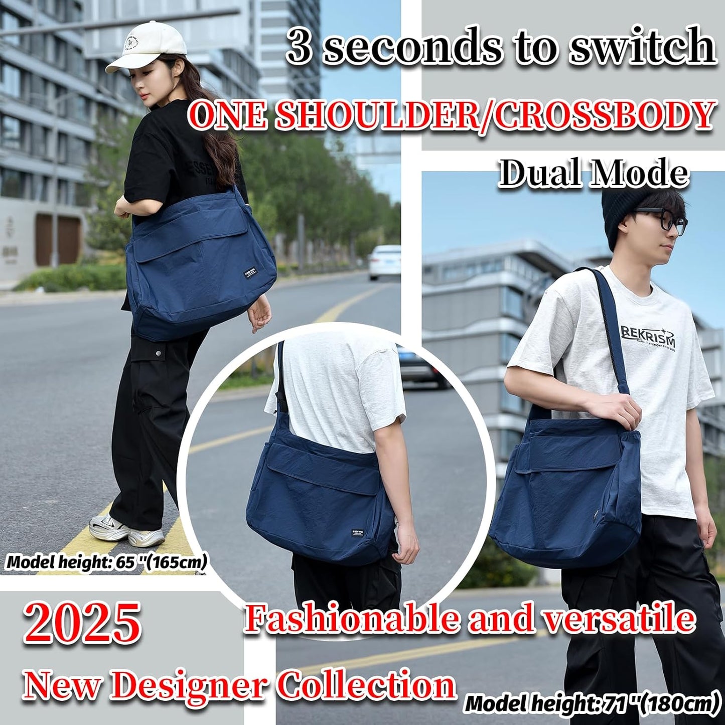 FSD.WG Men Messenger Bag Laptop Bag Shoulder Bag Large Capacity Computer Casual Bag for Work College Travel