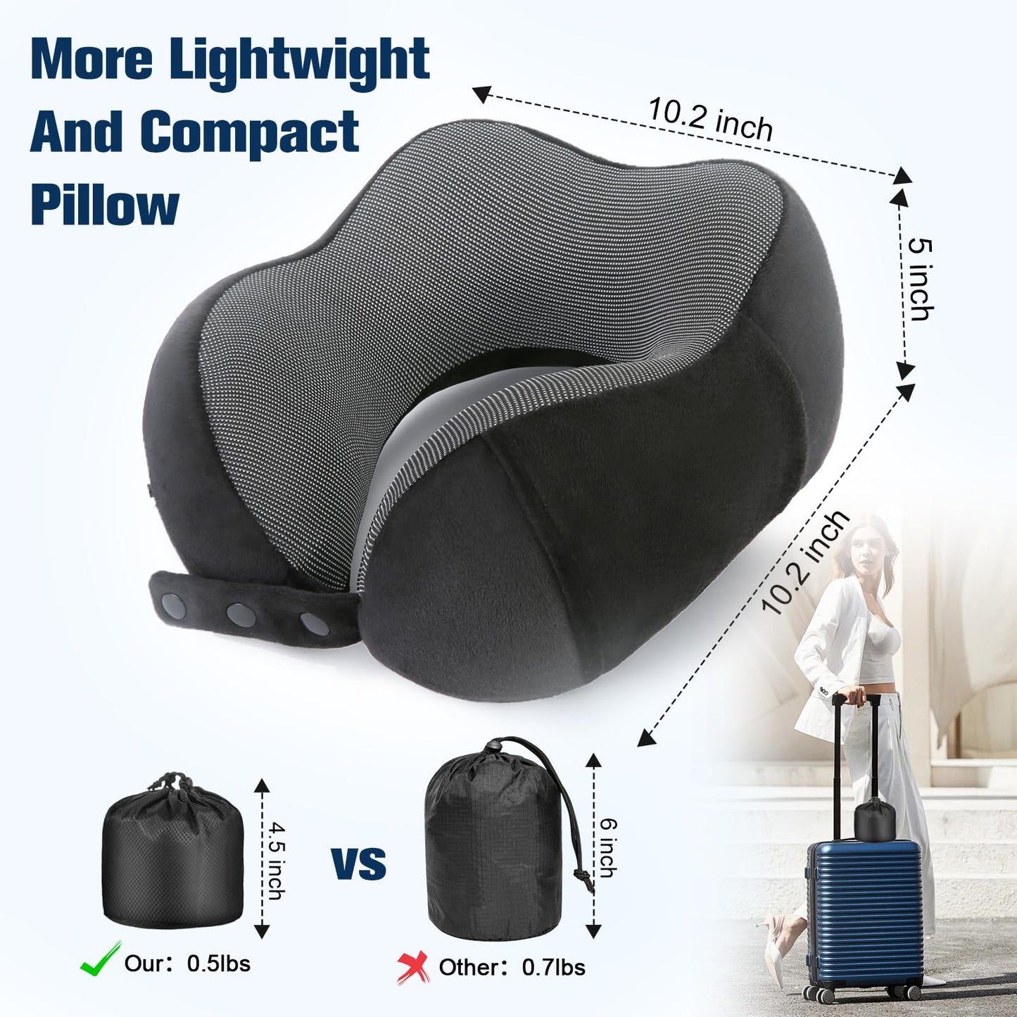 Cirorld Neck Pillow for Traveling, Travel Pillows for Airplanes,100% Pure Memory Foam Travel Neck