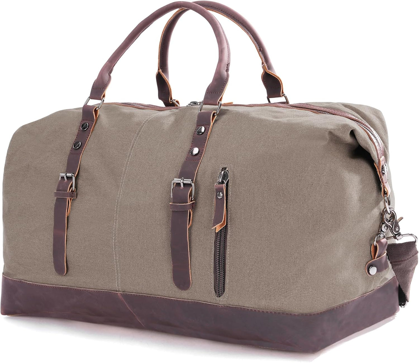 Weekender Travel Bag for Men & Women, Large Overnight Duffle Carry On Bag with Easy-Grip Handles, Gym Tote for Work, Weekend Trips, Sports (Gray)