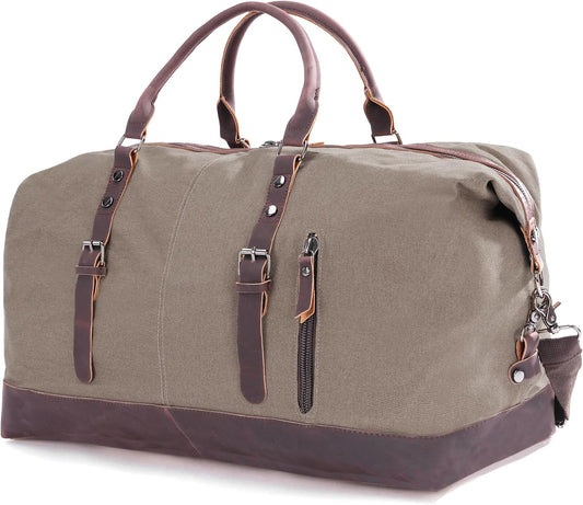 Weekender Travel Bag for Men & Women, Large Overnight Duffle Carry On Bag with Easy-Grip Handles, Gym Tote for Work, Weekend Trips, Sports (Gray)