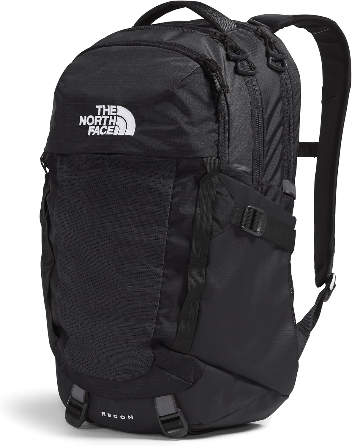 The North Face Recon Everyday Laptop Backpack | Daypack with Water Repellent Finish, 16" Laptop Sleeve, 2 Water Bottle Pockets, TNF Black/TNF Black-NPF, One Size
