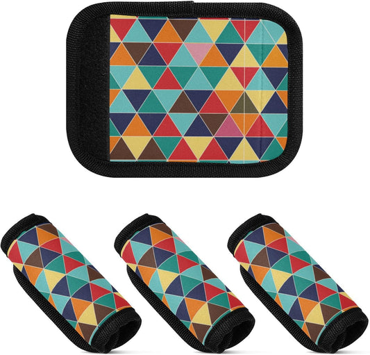 4Pcs Luggage Handle Wrap Suitcase Identifier Handle Covers Tags Soft Travel Bags Luggage Handle Gripper Accessories for Airplane Flying Rule Graph Pattern