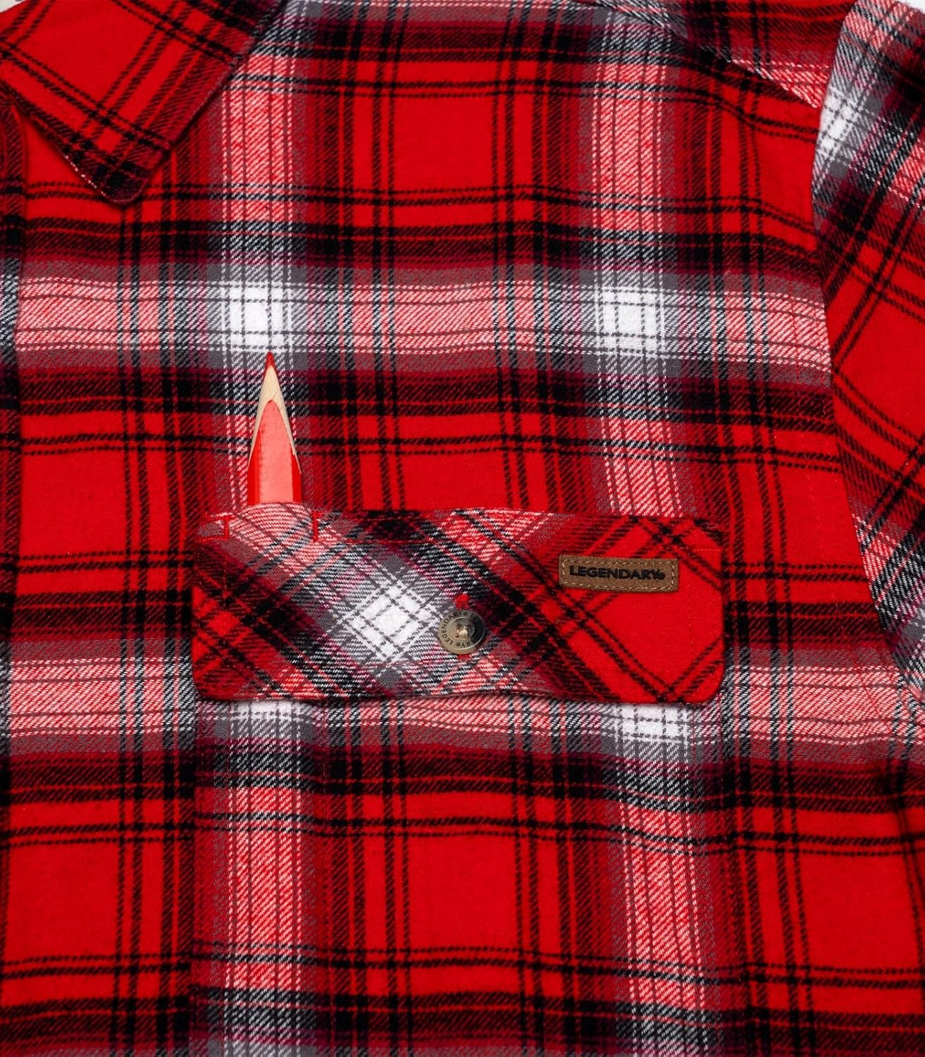 Legendary Whitetails Men's Flannel Shirt Long Sleeve Button Down 100% Cotton