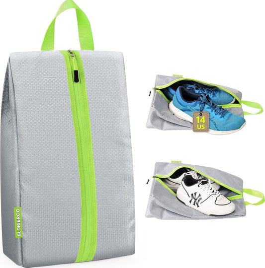Smell Proof Shoe Bags for Travel-Soccer Cleat Bag Smell Proof with Active Carbon Fabric | Odor-Absorbing Water-Resistant Track Shoe bags for Sports (Grey, UP TO US14)
