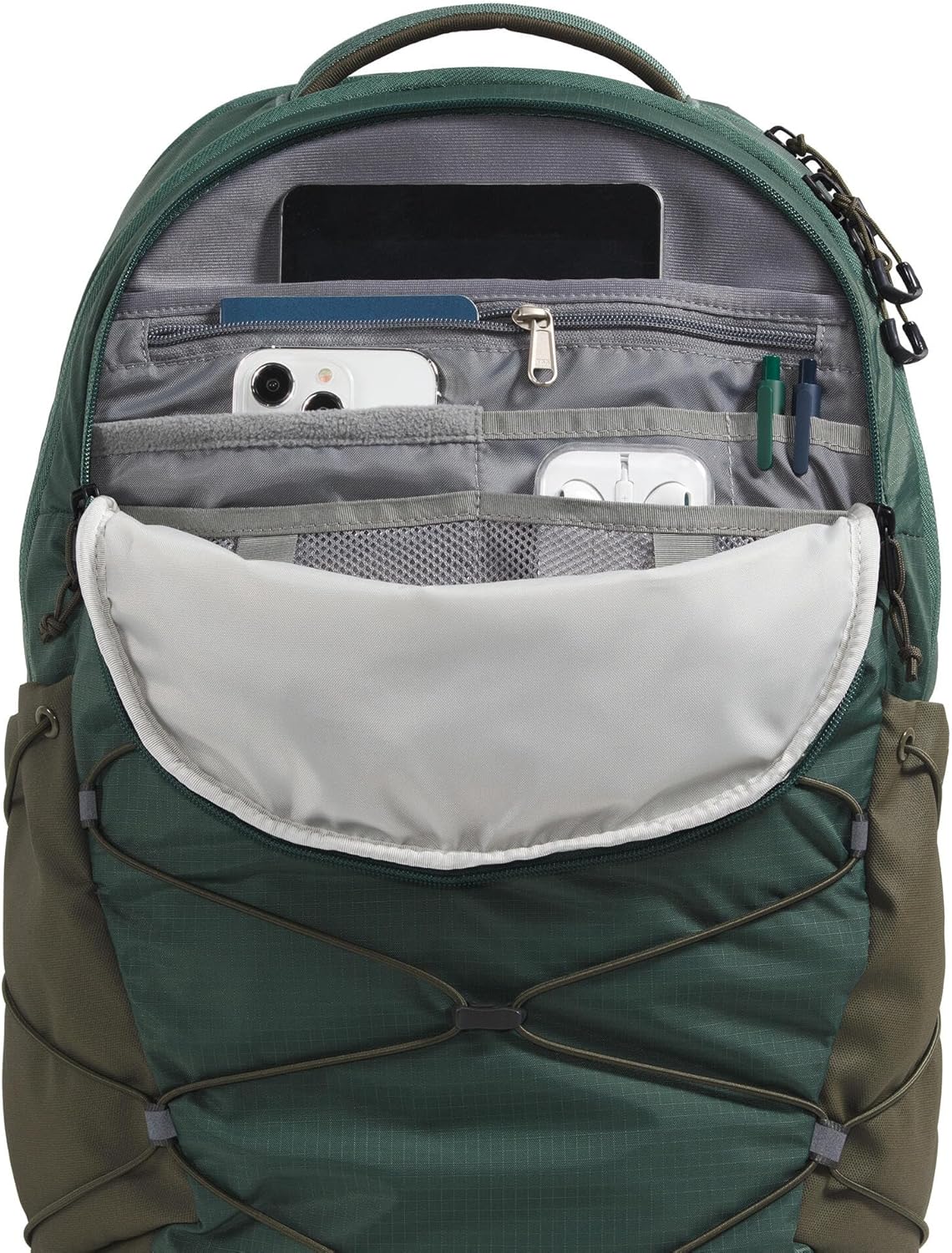 The North Face Borealis Commuter Laptop Backpack | Water Repellent Finish, 16" Laptop Sleeve, Large Main Compartment for Everyday Carry, Duck Green/New Taupe Green, One Size