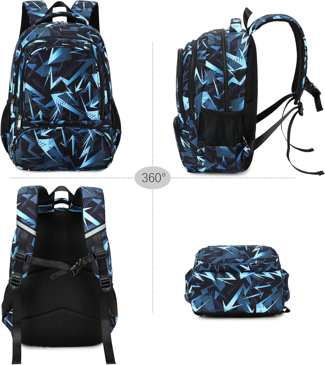 abshoo Lightweight Kids Backpack For School Boys Bookbag Kindergarten Elementary School Bags (Geometry Black-A)