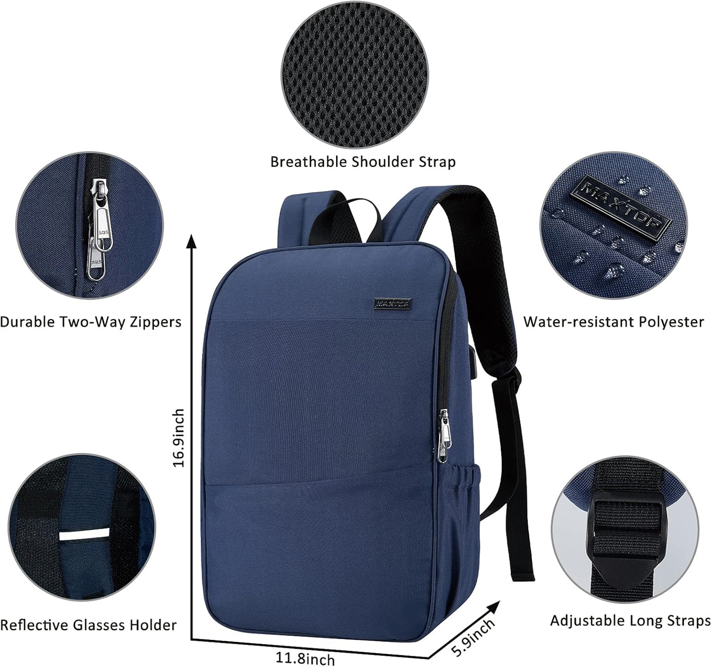 MAXTOP Laptop Backpack Bookbag Backpack with USB Charging Port Anti-Theft[Water Resistant] Work College Business Travel Computer Backpack for Men Women Fits up to 16" Notebook