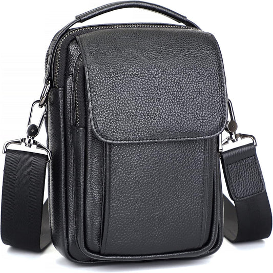 Augus Leather Small Messenger Bag For Men Crossbody Handbag Shoulder Sling Travel Bags for Men Purse Daypack Magnetic Buckle