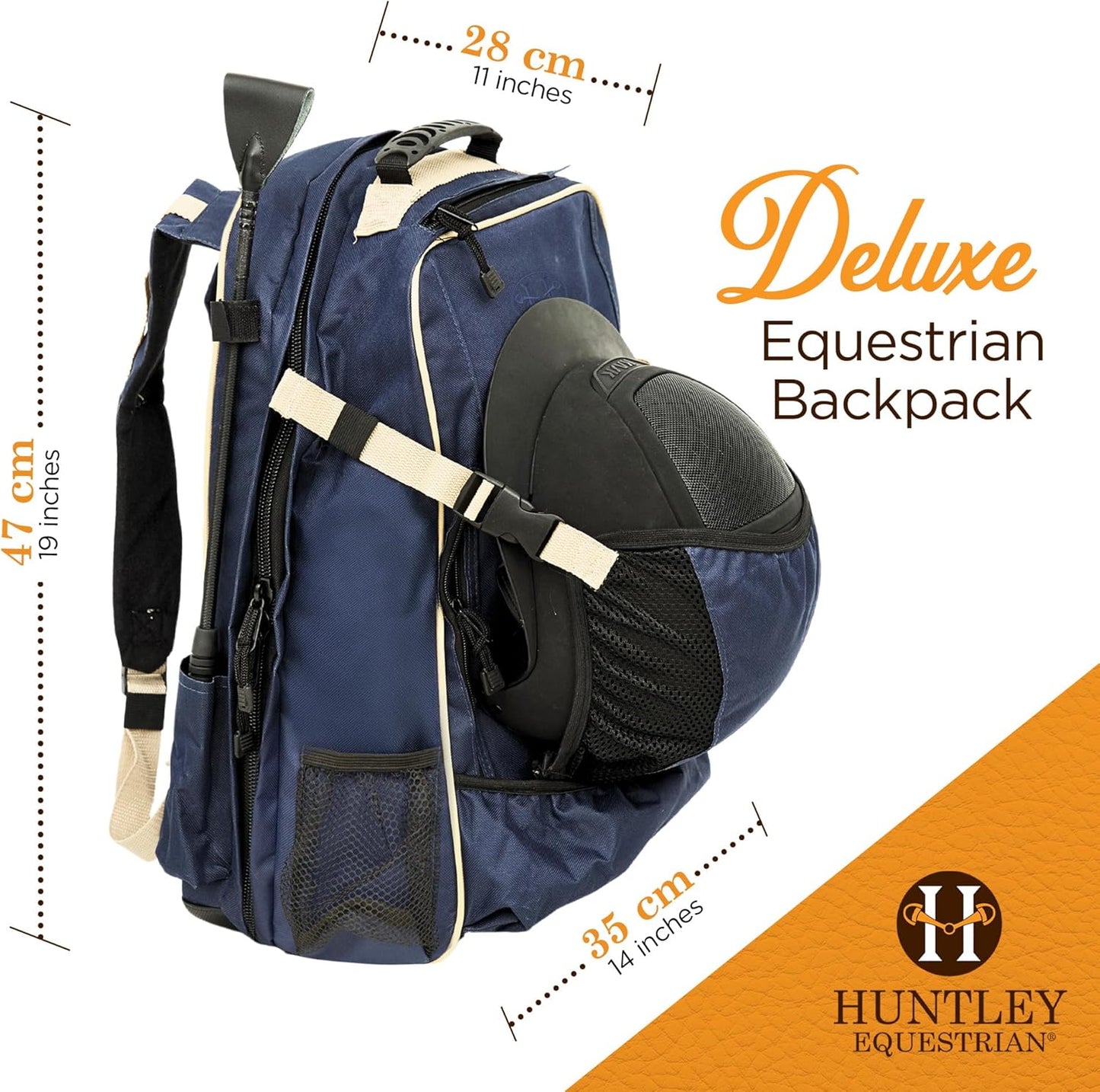 Huntley Equestrian Deluxe Heavy Duty Nylon Exterior Storage Fabric Backpack Adjustable Shoulder Straps