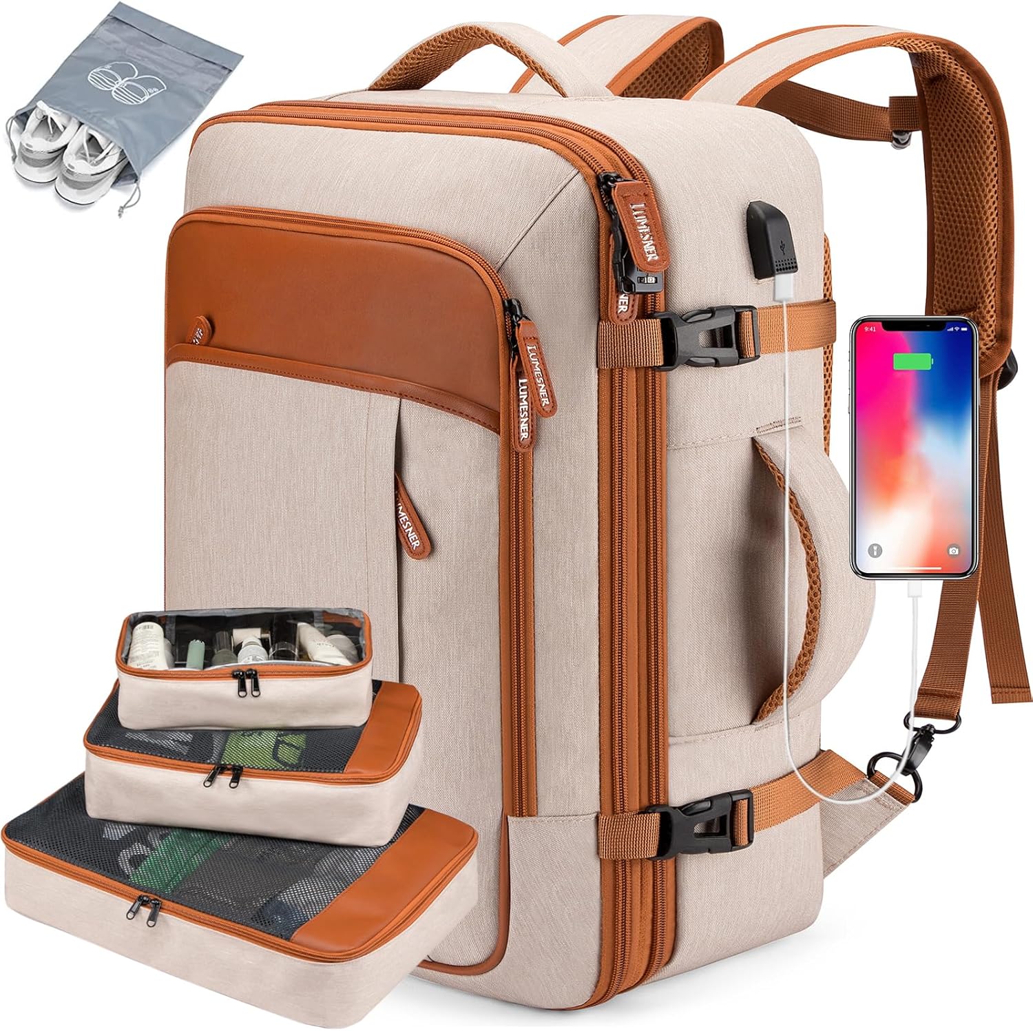 Lumesner Carry on Travel Backpacks, Extra Large 40L Flight Approved for Men & Women,Expandable