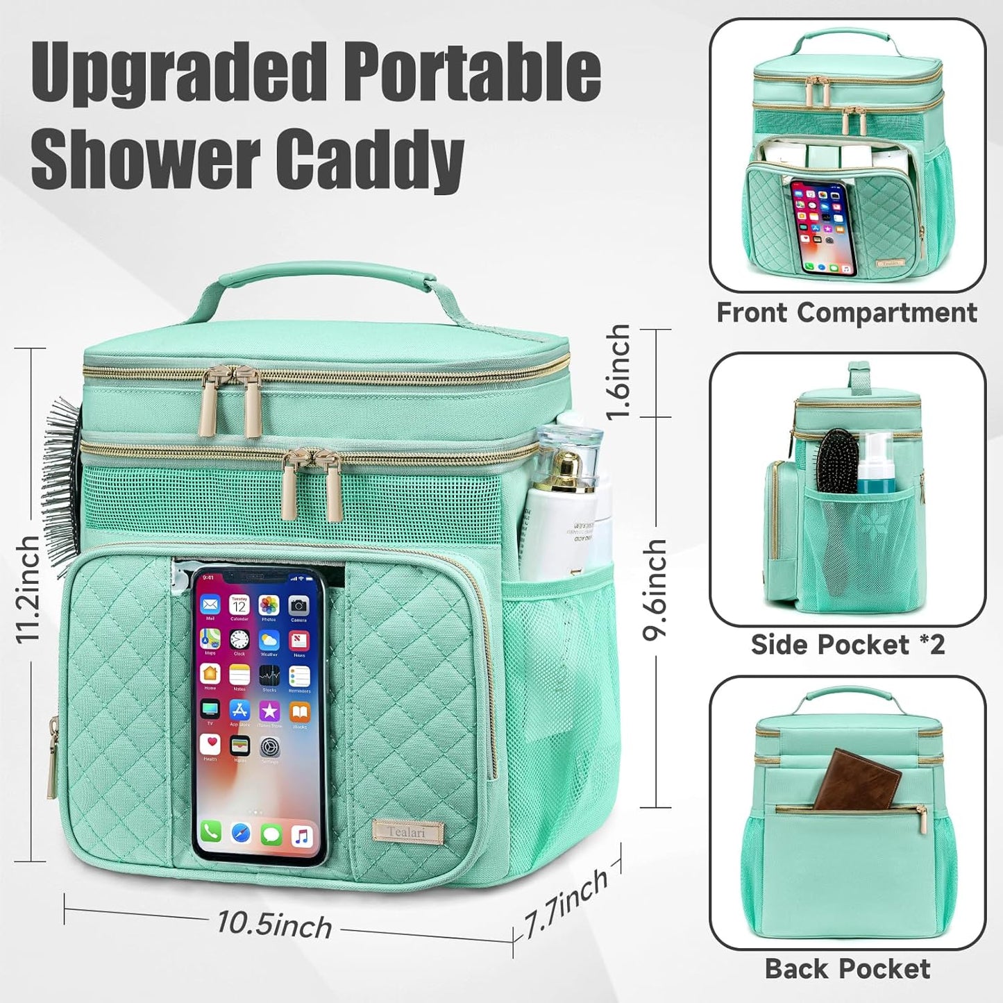 Large Toiletry Bag for Women Men,Bathroom Bag,Water Resistant Shower Bag,Makeup Bag,Portable Shower Caddy for College Dorm,Hanging Travel Toiletry Bag with Transparent Waterproof Phone Pocket