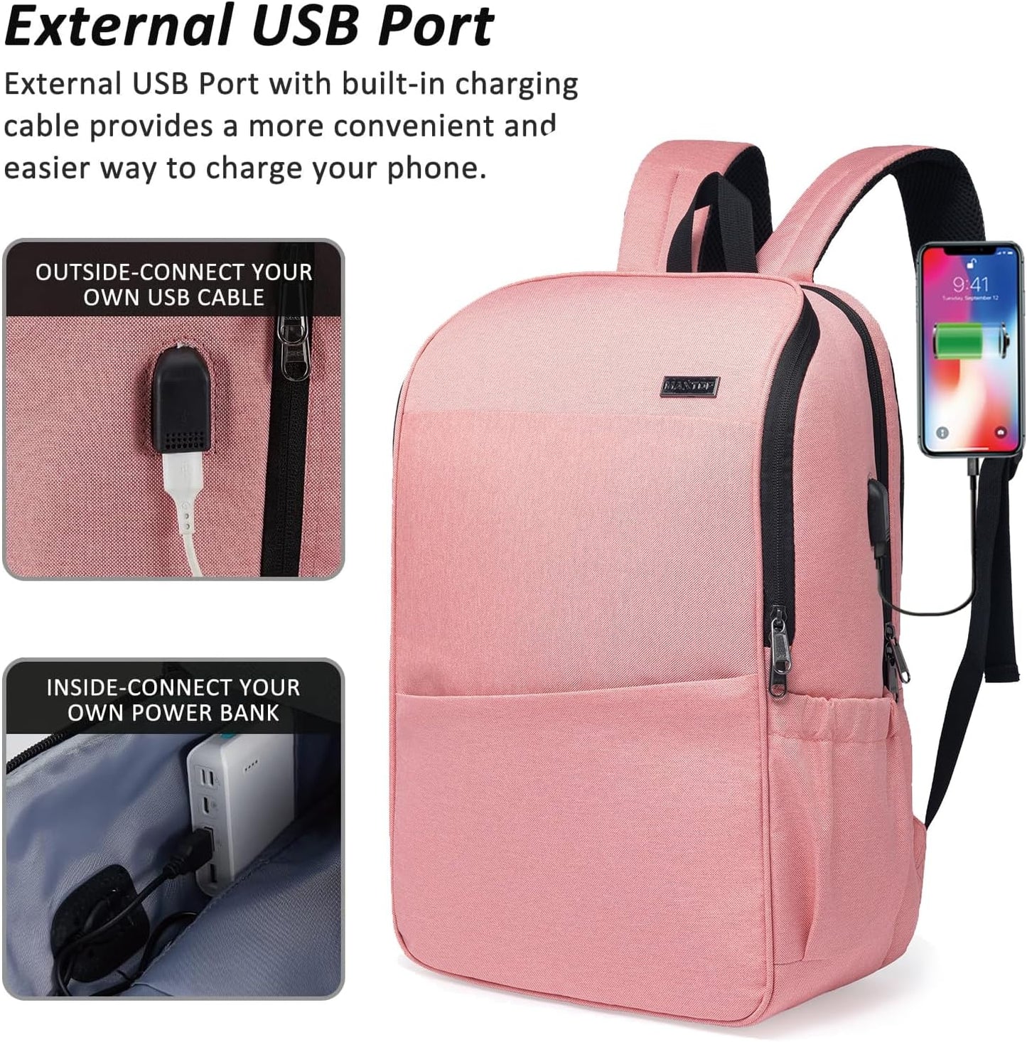 MAXTOP Deep Storage Laptop Backpack with USB Charging Port[Water Resistant] College School Computer Bookbag Fits 17 Inch Laptop