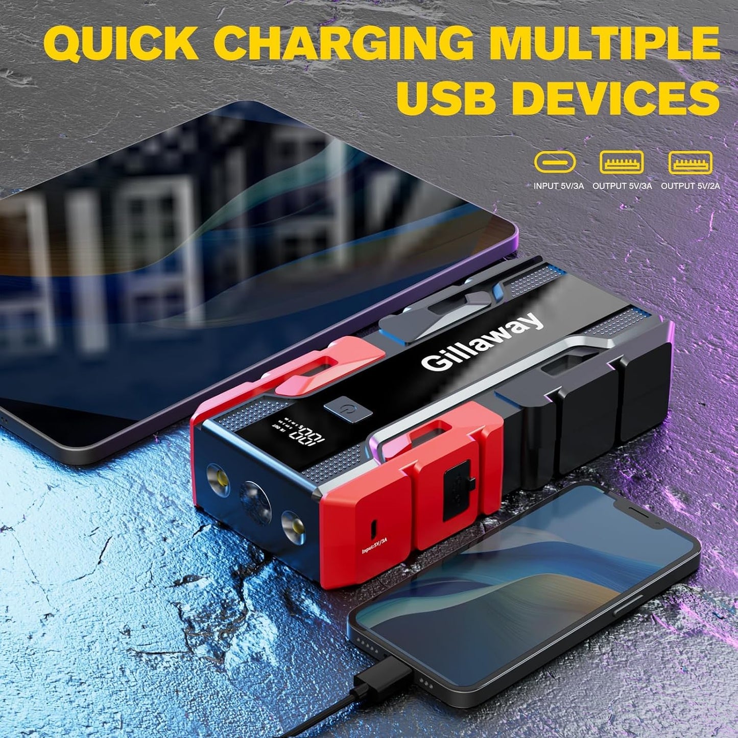 001B 3500A Car Jump Starter Battery Pack (Up to 9.0L Gas and 7.0L Diesel Engine), 12V Car Charger Jump Starter Portable Battery Jump Starter with Power Bank