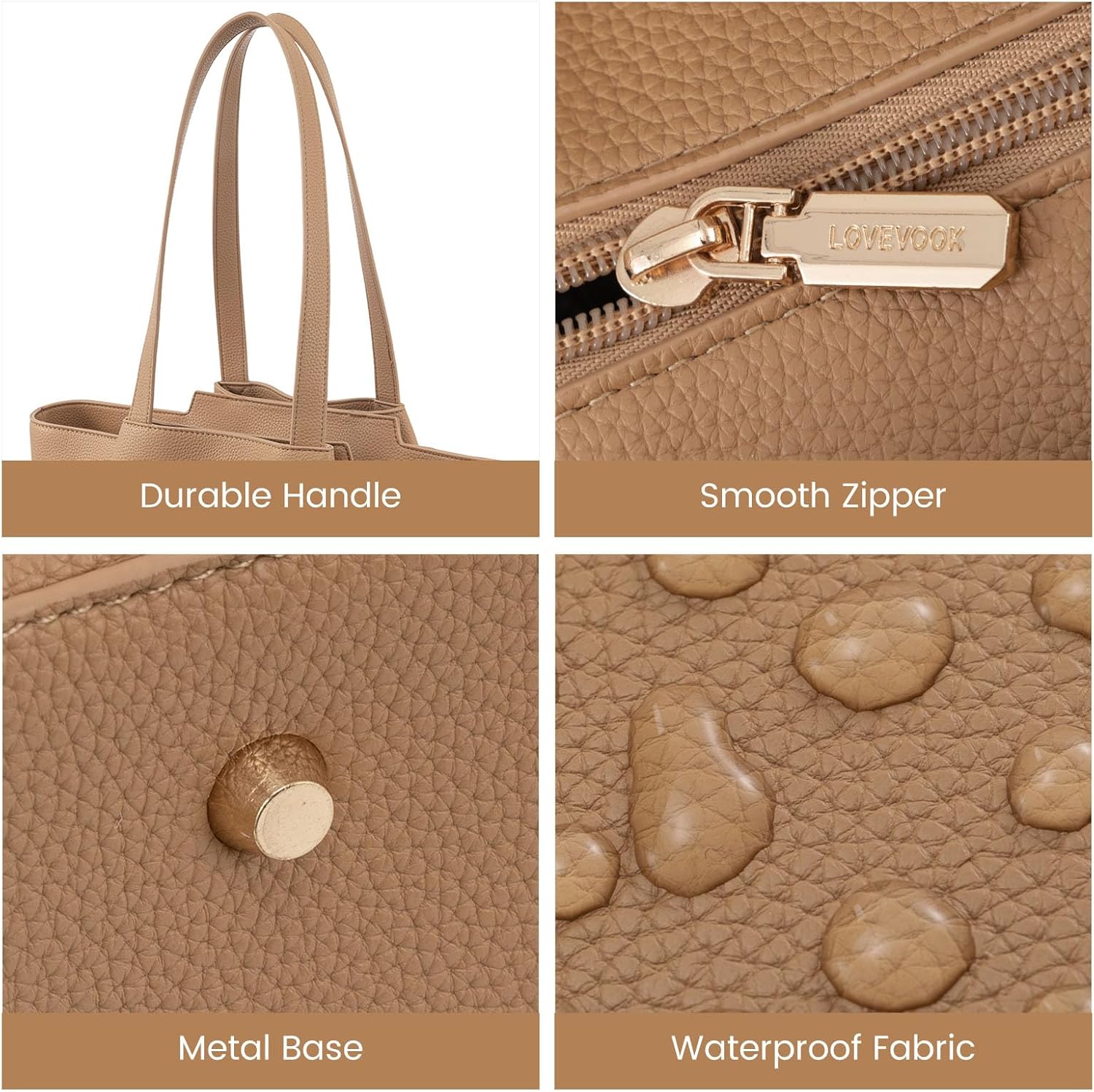 LOVEVOOK Laptop Tote for Women - 15.6 Inch Faux Leather Laptop Bag with Clutch, Large Capacity