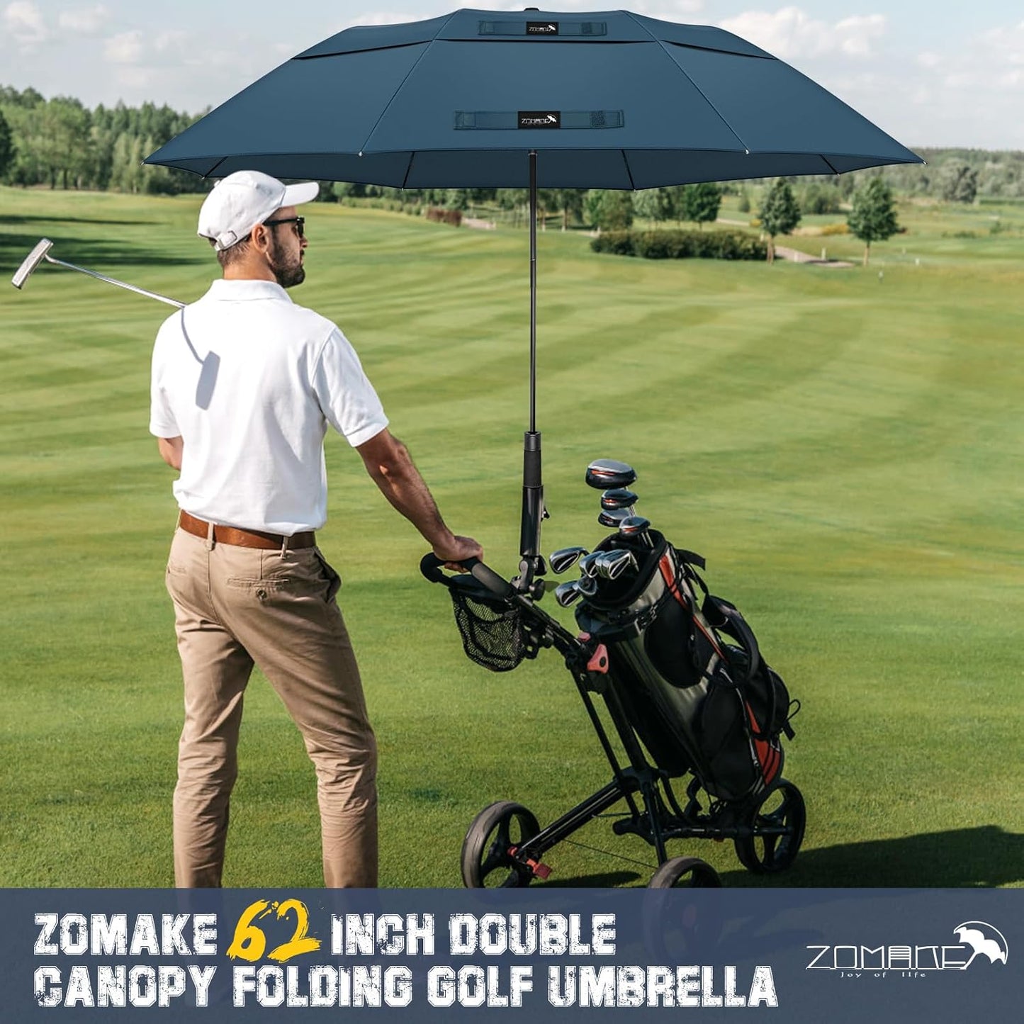 ZOMAKE Compact Golf Umbrella 42/54/62 Inch,Large Golf Umbrellas Windproof Automatic Open Portable Collapsible Travel Umbrella for Men Women