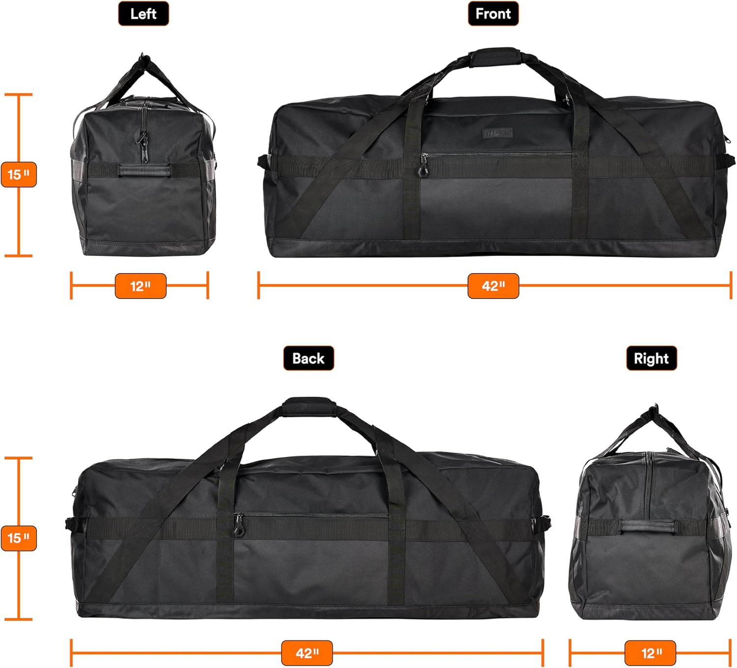 Fitdom 123L 42" Heavy Duty Extra Large Duffle with Upgrade Zipper, Durable & Water Resistant.