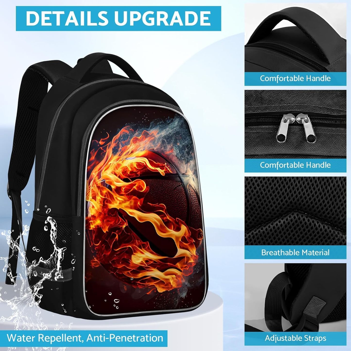 School Backpack for Boys - Basketball Boys Backpack for Kids Children Teens Elementary Middle School - Students Bag for Ages 6-18,17″Bookbag Multifunctional Large Capacity