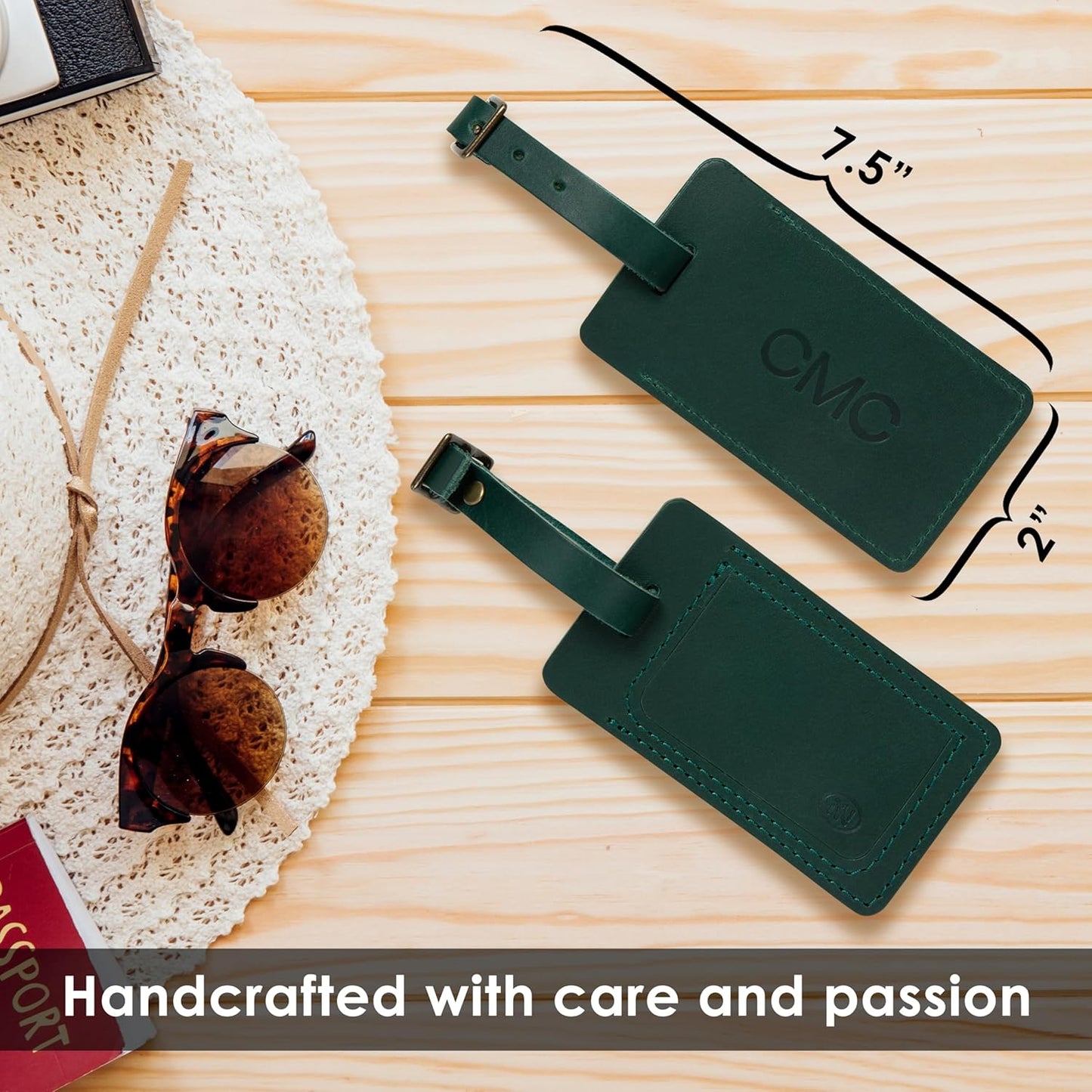 Personalized Leather Luggage Tag – Custom Engraved Monogrammed Travel Bag Tag, Handmade Premium Leather with Secure Strap, Durable Travel Accessory Gift for Men Women Travelers – Made in USA
