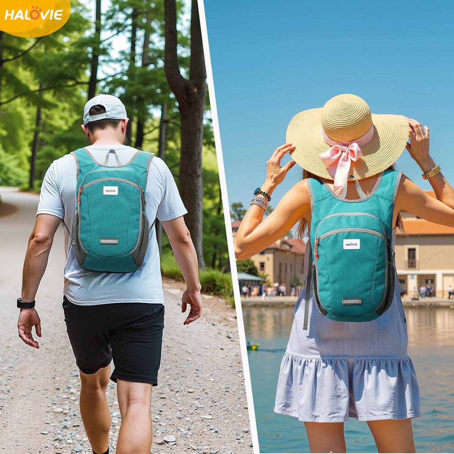 HALOVIE Small Hiking Backpack 10L Packable Lightweight Daypack Foldable Travel Back Pack for Women Men(Cyan)