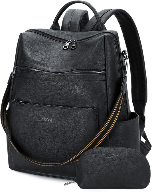 Vegan Leather Laptop Backpack for Women 15.6 Inch Work Backpack Purse for Travel College