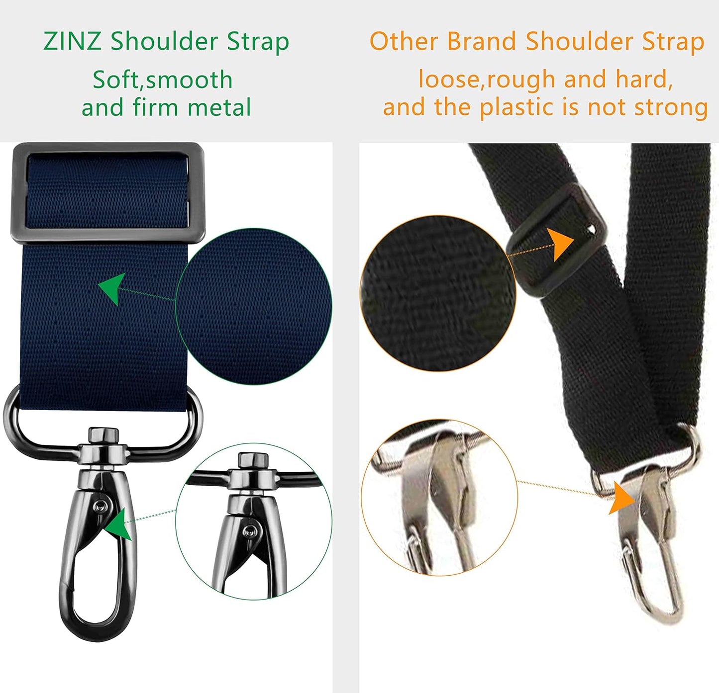 ZINZ Shoulder Strap 58" Ultra-Thick Fixed Padded and Adjustable Buckles Crossbody Strap for