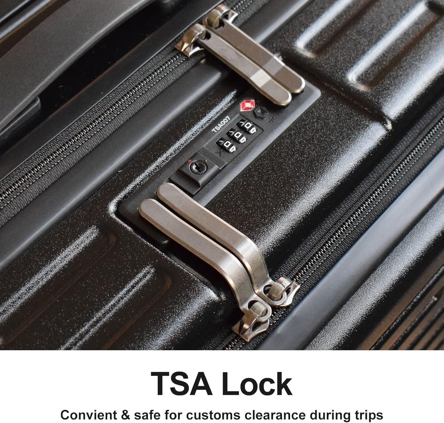 TydeCkare 20 Inch Luggage Carry On with Front Compartment, 22x14.6x10in, 45L, Lightweight ABS+PC Hardshell Suitcase with TSA Lock, YKK Zipper & 4 Spinner Silent Wheels, Black