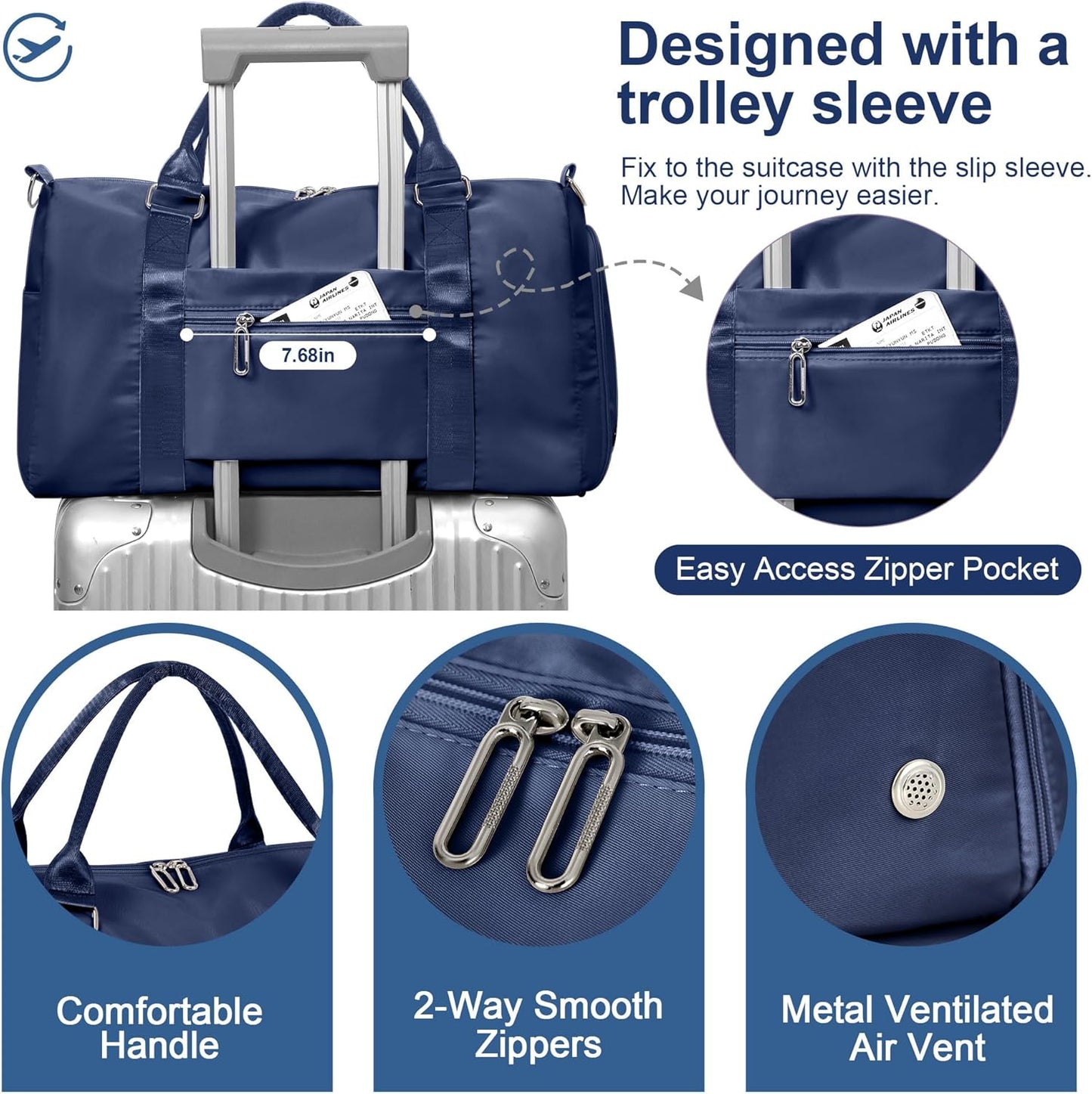 FIORETTO Womens Gym Tote Duffle Bag with Wet Pocket & Shoe Compartment, Sports Duffel Overnight