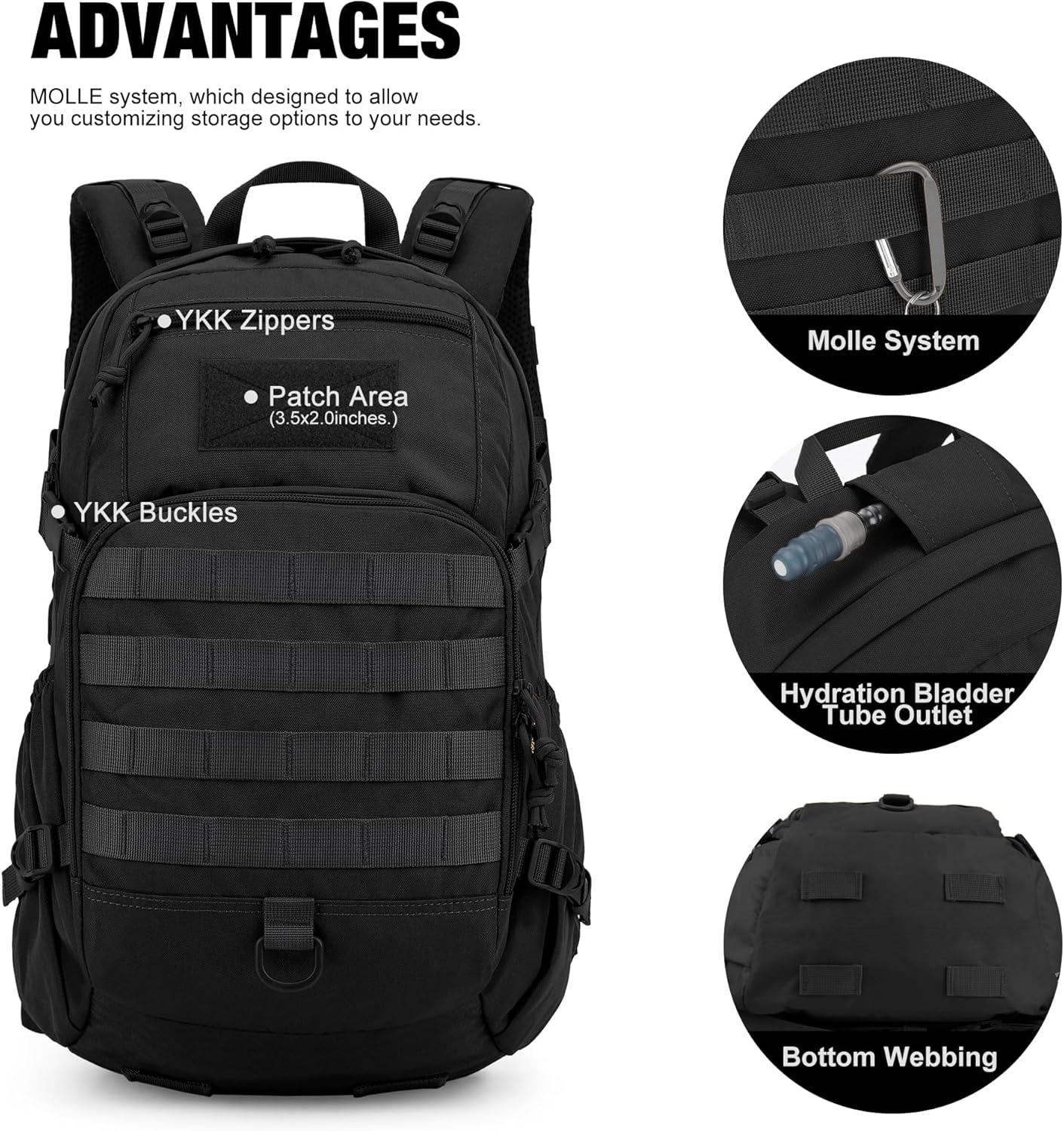 Mardingtop Small Tactical Backpack,Molle Hiking Backpack for Backpacking,Cycling and Biking,25L