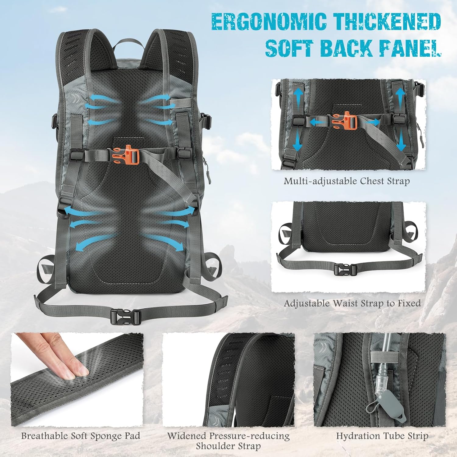 G4Free Hiking Backpack with Thickened Back Panel Packable 25L Lightweight Foldable Travel Daypack